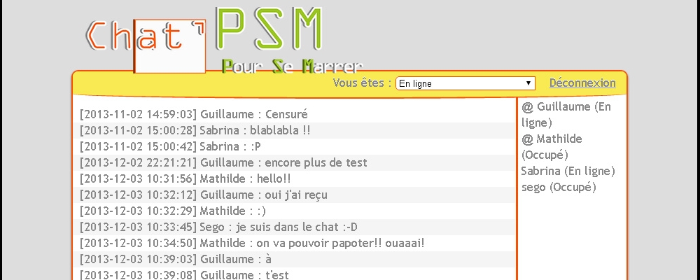 Site web Chat'PSM version ordinateur